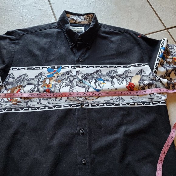 Vintage 1993 Looney Tunes Warner Bros Western Collection Karman Shirt Men's - Picture 5 of 8